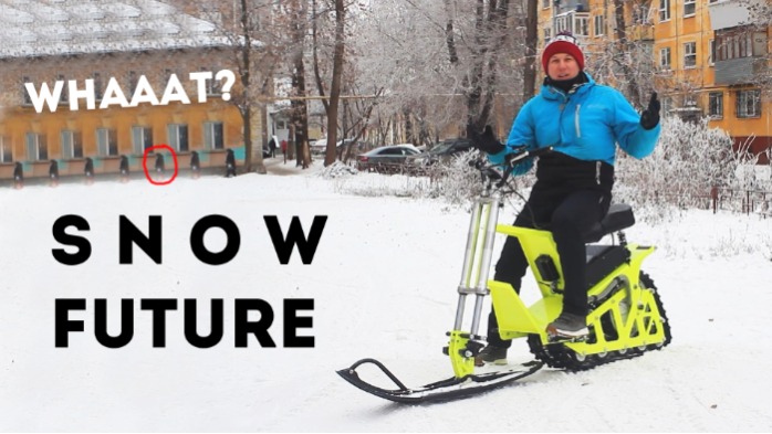 Powerful and lightweght electric snowmobile testdrive